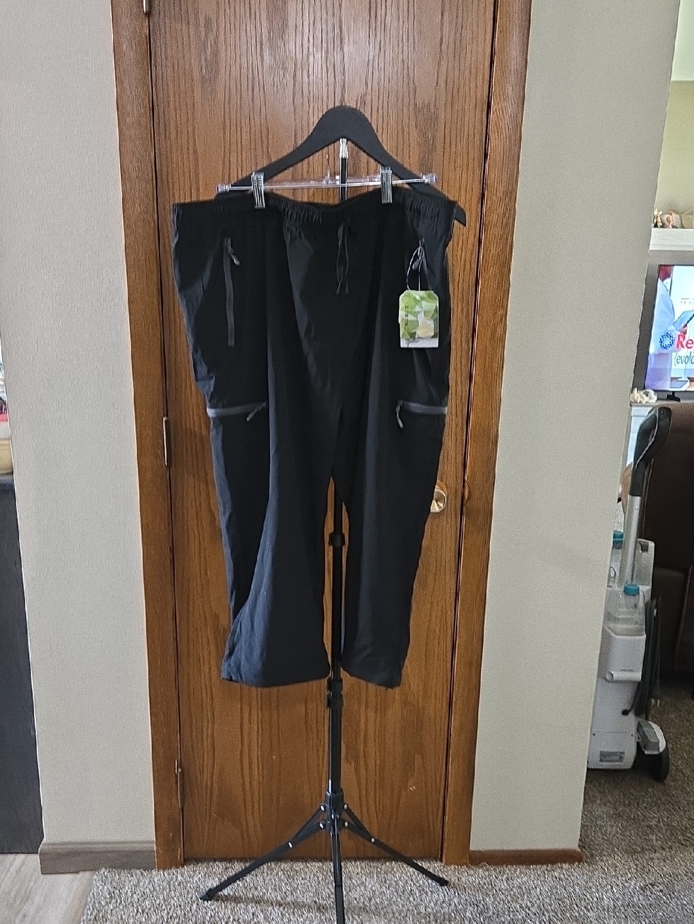 Libian Black Cargo Jogger Pants with Zipper Pocket